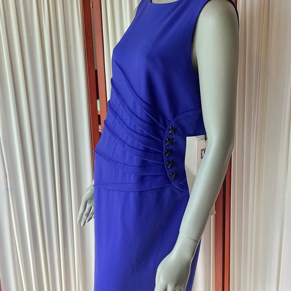 Ivanka Trump Sleeveless Pleated Sheath Dress Royal Blue Women's Size 14 NWT - Picture 4 of 10